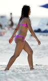 Mya Harrison in small pink bikini at the beach in Barbados